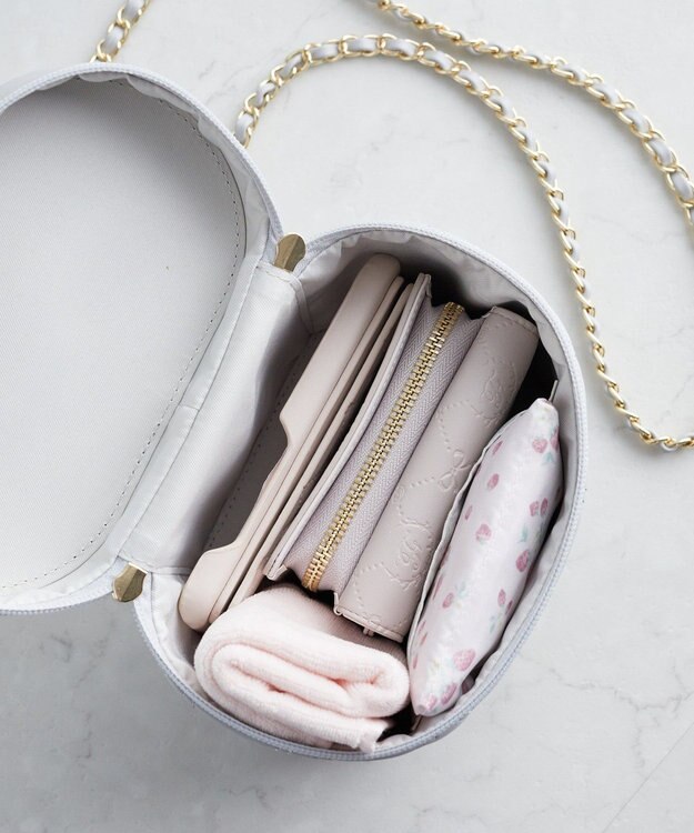 Maison de FLEUR EC限定リボンキルティングキューブバッグ Grayish Blue