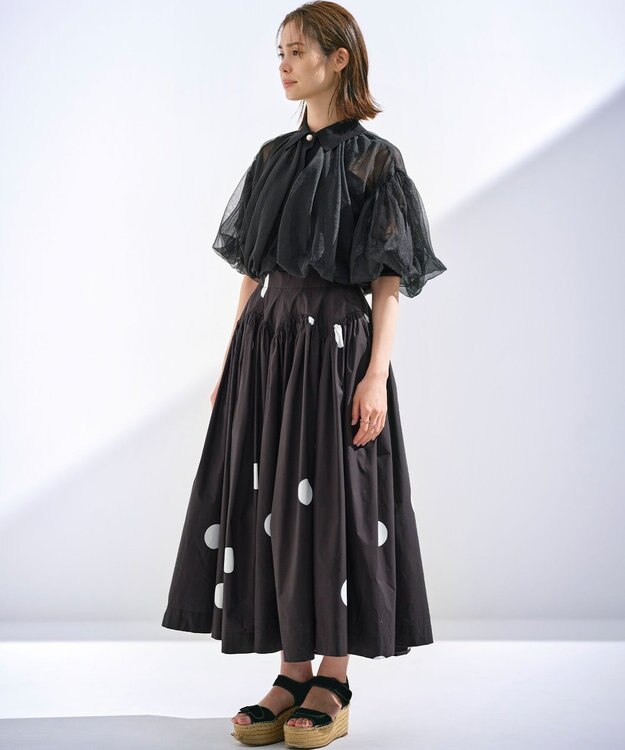 組曲 L 【組曲×setsuko sagittaire】カーヴィフレアスカート ブラック×ドット系5