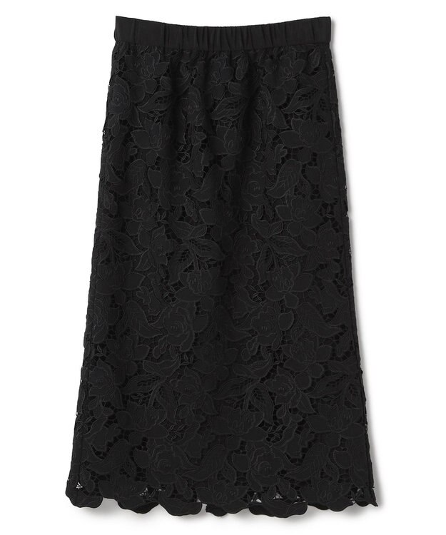 BEIGE， CITRINE / エンブロイダリーレースイージースカート Black