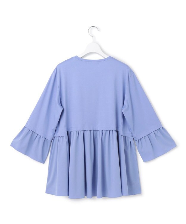 23区 【洗える】シルキータフタコンビ ペプラム カットソー スカイブルー系