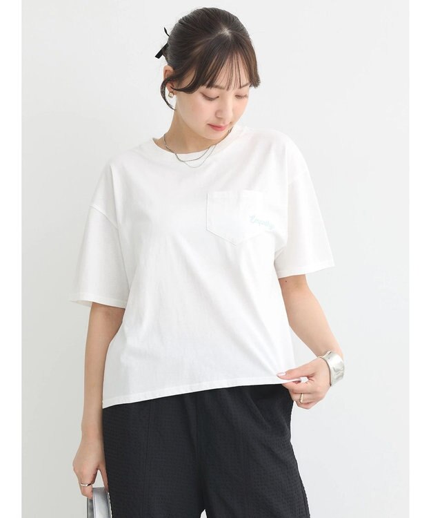 earth music&ecology ポケット刺繍Ｔシャツ Off White