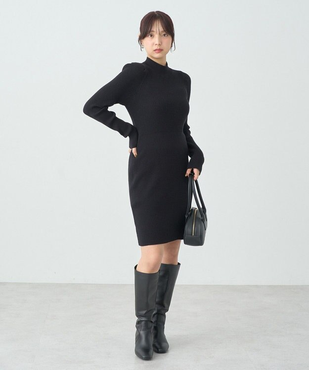 earth music&ecology ニットミニワンピース Black