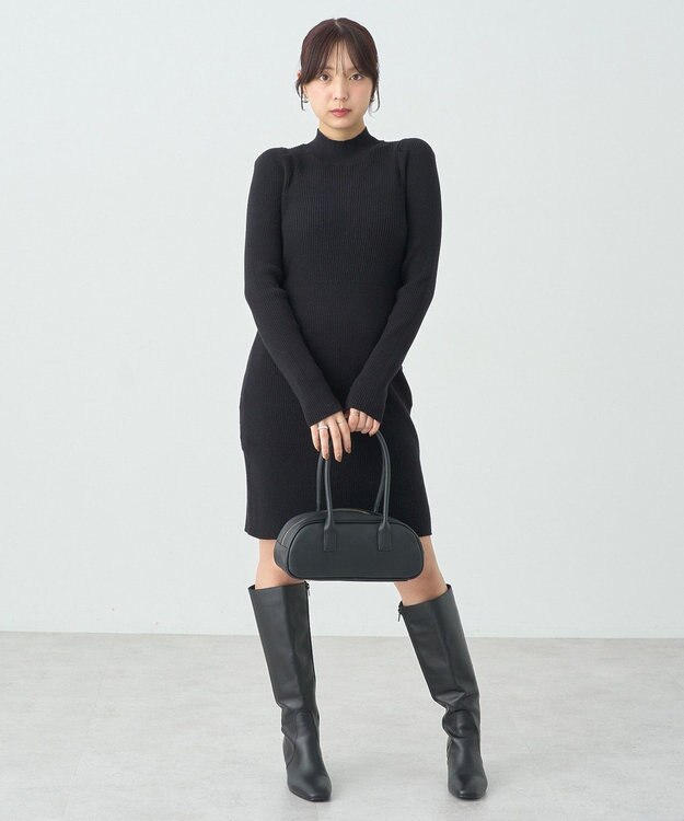 earth music&ecology ニットミニワンピース Black