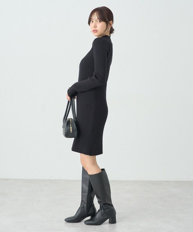 earth music&ecology ニットミニワンピース Black