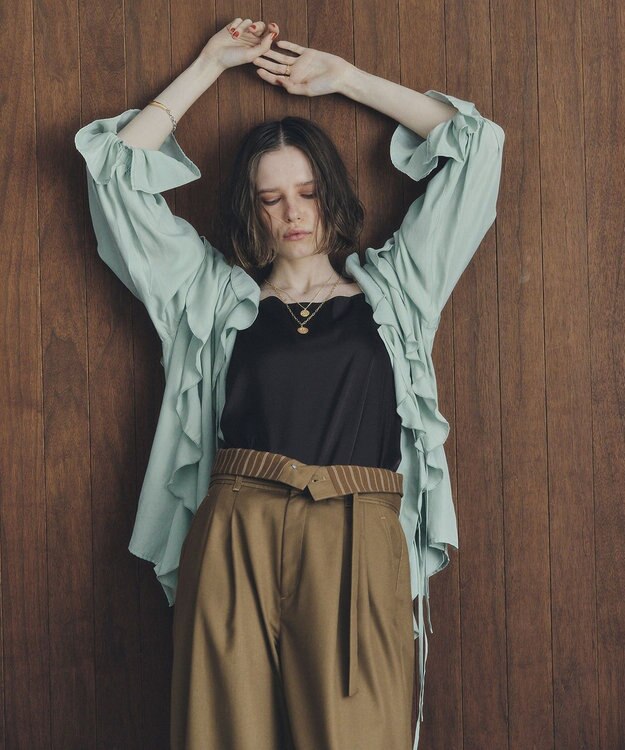 YECCA VECCA ベルト付き2wayタックワイドパンツ Camel