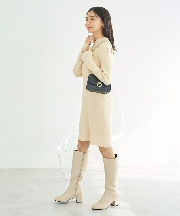 earth music&ecology ニットミニワンピース Ivory