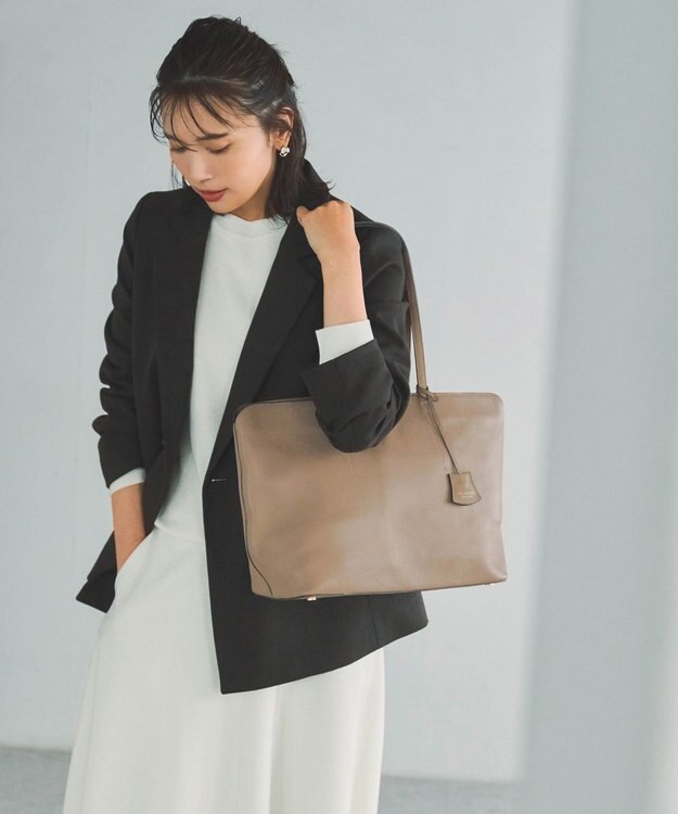 TOPKAPI 【TREASURE TOPKAPI】フロントステッチ　レザーA4トートバッグ グレージュ