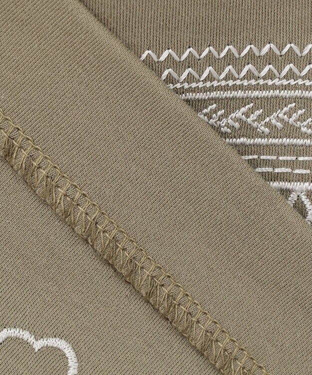 自由区 【洗える】エンブロイダリー チュニック丈カットソー カーキ系