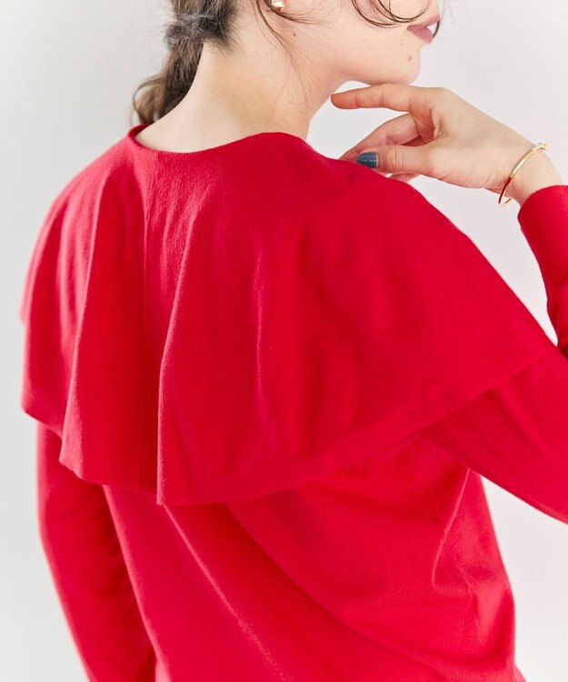 #Newans 【洗える】ケープカラープルオーバー レッド