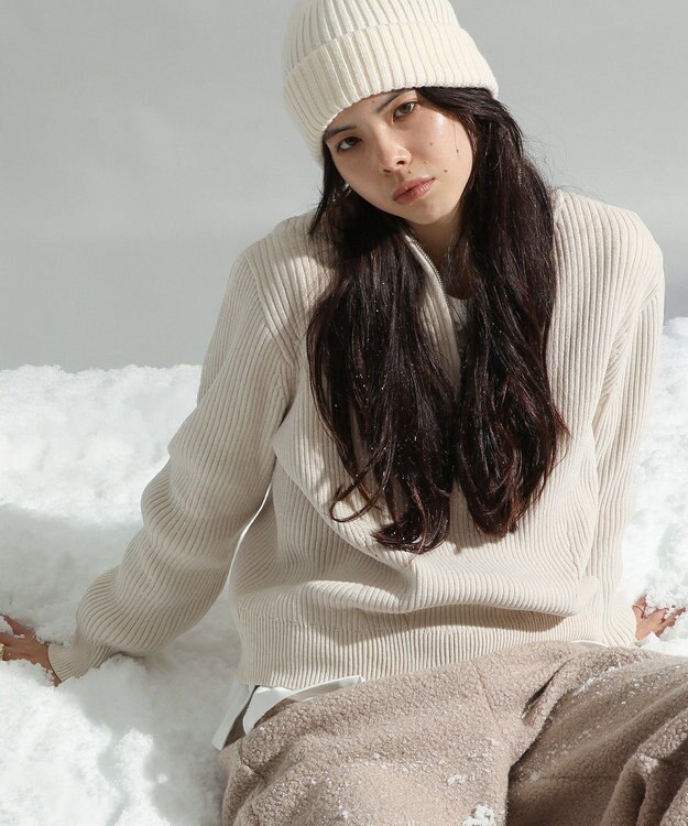 CRAFT STANDARD BOUTIQUE ミニモールハーフジップニットプルオーバー Off White