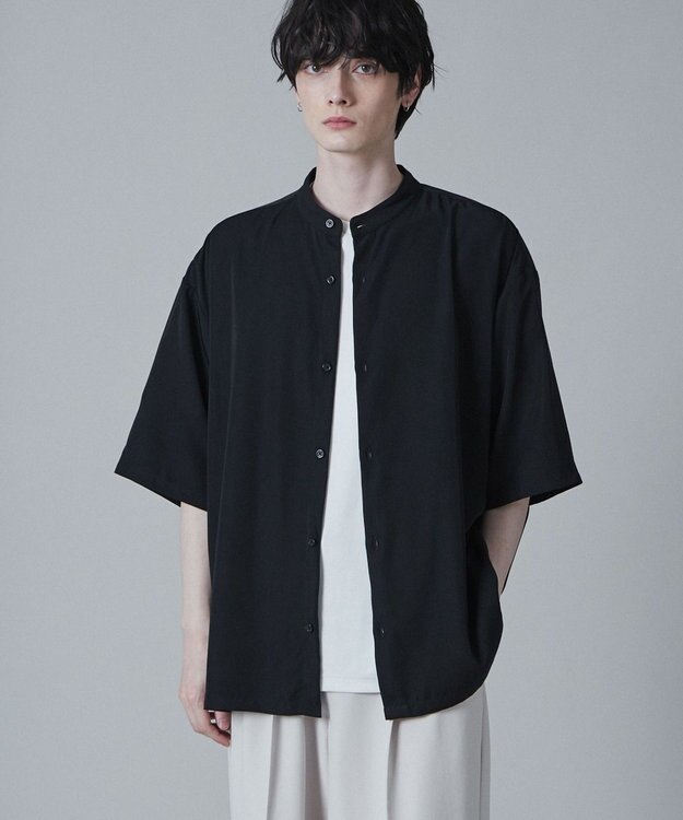 WEGO トロミBIGバンドカラーシャツ（S） ブラック