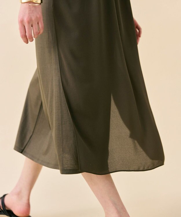 BEIGE， 【WEB限定・洗える】MELISSA / バックシフォンスキッパーロングワンピース Khaki