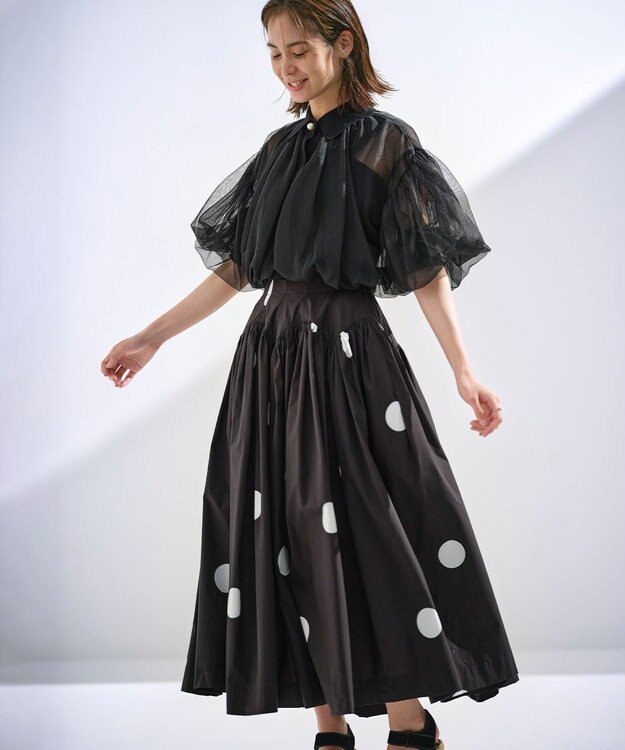 組曲 L 【組曲×setsuko sagittaire】カーヴィフレアスカート ブラック×ドット系5