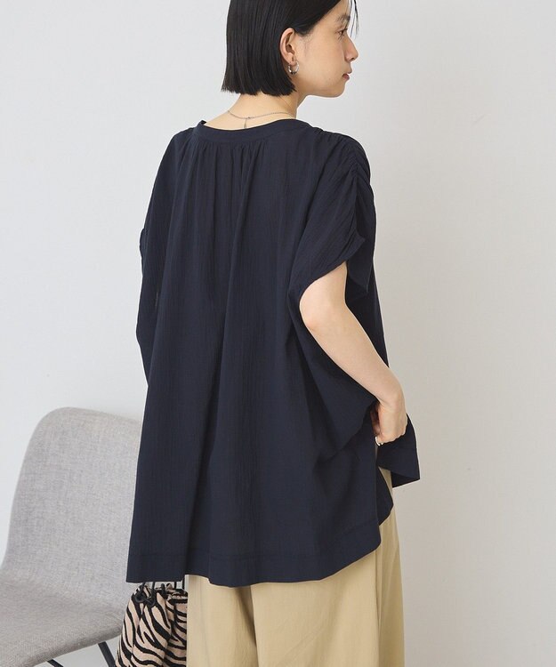 AMERICAN HOLIC フレンチスリーブスキッパーブラウス Dark Navy