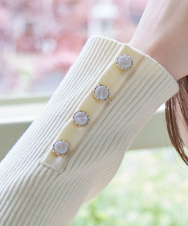 Tiaclasse 【洗える】タートルボタンニットトップス オフホワイト