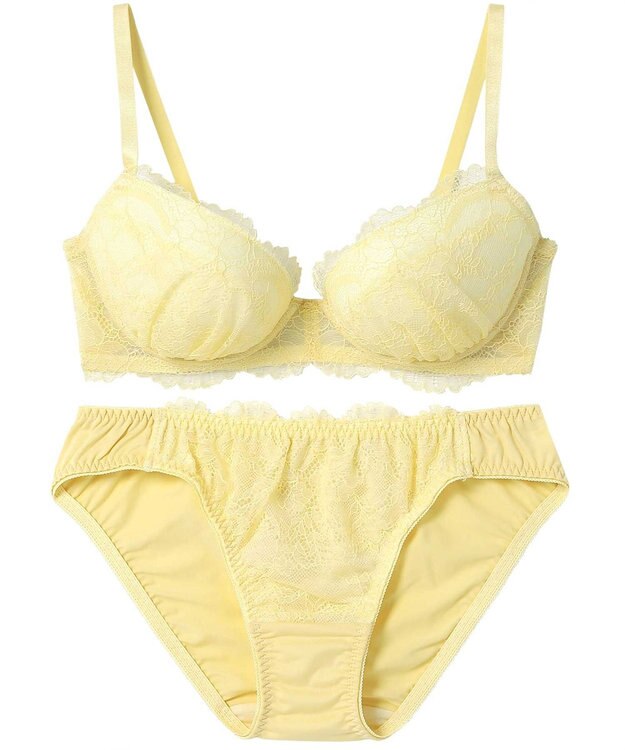 AMPHI ブラジャー ショーツセット まる胸メイク 推し活・推し事応援 Aカップあり 【ブラショーツセット】 上下セット ブラ BBJ201 アンフィ／ワコール イエロー