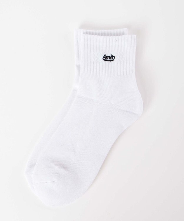WEGO Amity刺繍アンクルパイルソックス ホワイト