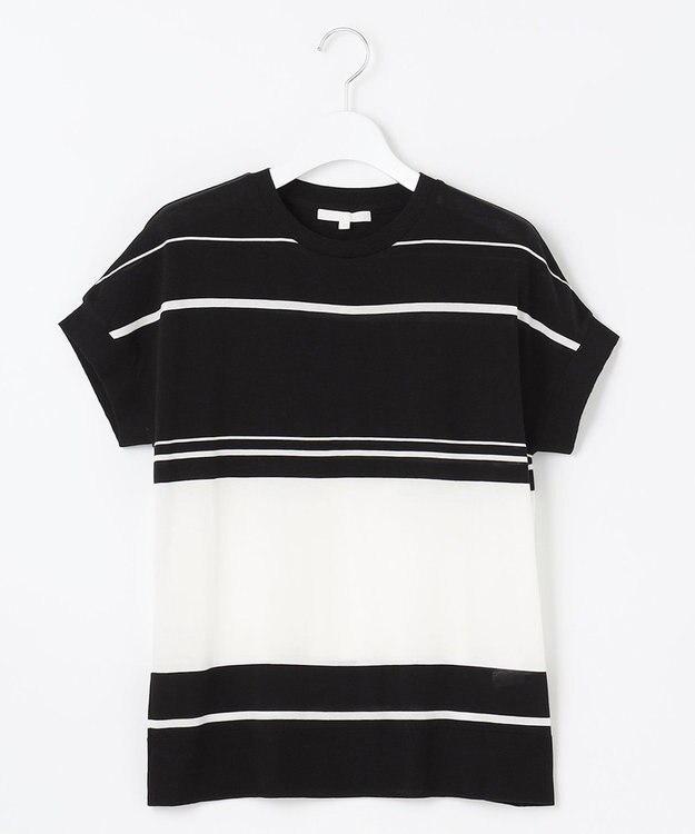 自由区 L 【WEB限定・洗える】ニットソーボーダー トップス ブラック×オフ