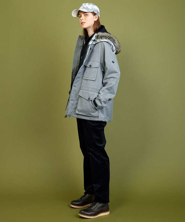 JOSEPH ABBOUD MOUNTAIN 【撥水/ライナードッキング対応】スライバー カモフラージュコンビ パーカー ライトグレー系