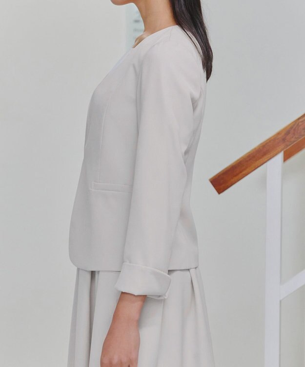 Tiaclasse L 【ダブルクロス・洗える】カラーレスジャケット グレージュ