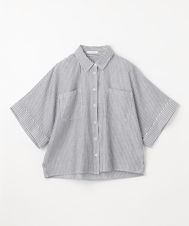 ANY 【手洗い可】コットンリネンブラウス オフ×ブラック