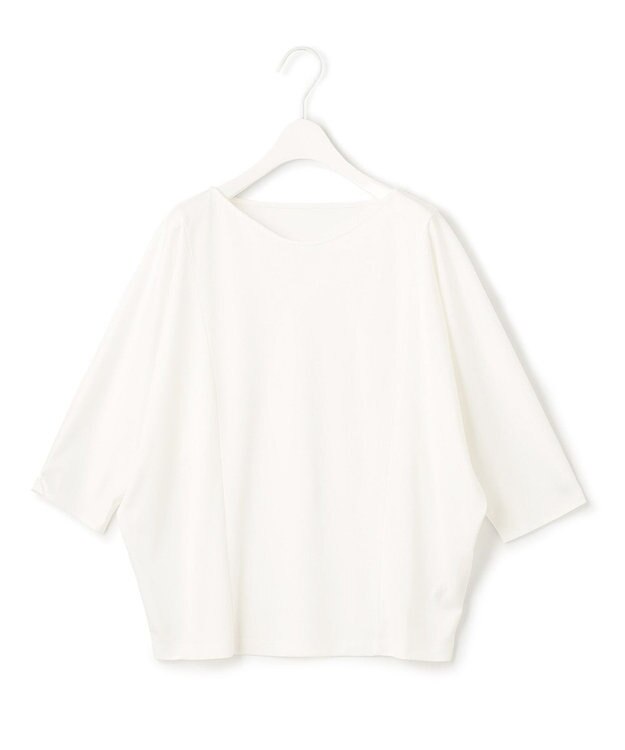 ICB 【洗える】トリアセサテンスムース 5分袖プルオーバー オフホワイト系