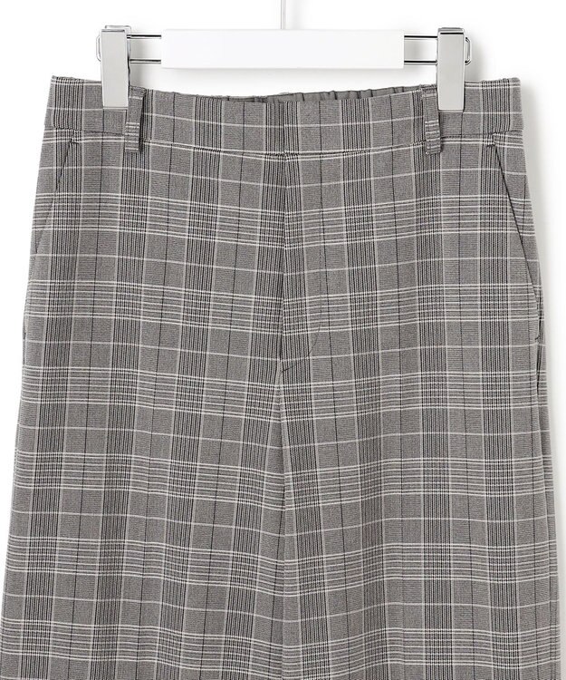 23区 【洗える】ウォームストレッチ チェック ワイド パンツ グレーチェック