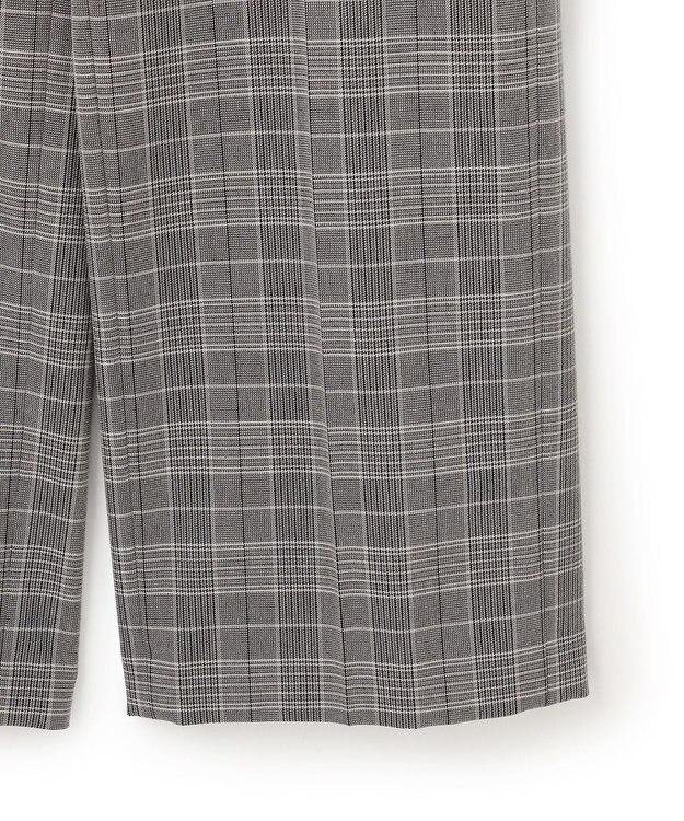 23区 【洗える】ウォームストレッチ チェック ワイド パンツ グレーチェック