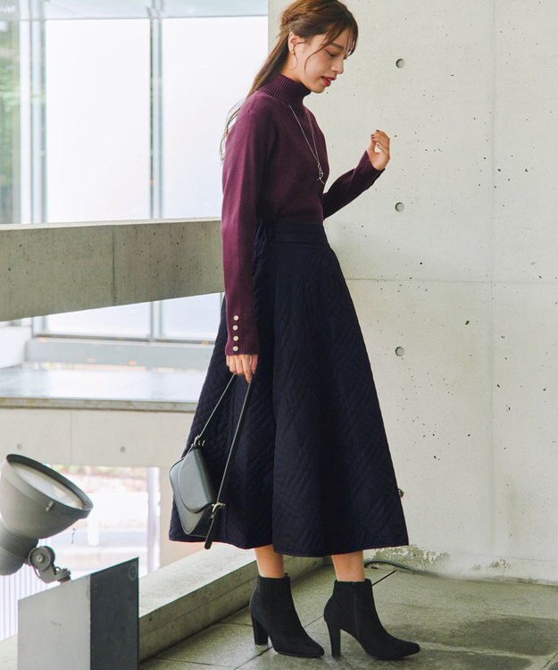 Tiaclasse 【洗える】タートルボタンニットトップス パープル