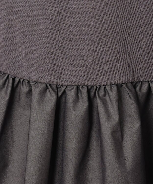 ANY L 【洗濯機可能】ペプラム チュニック丈トップス チャコール