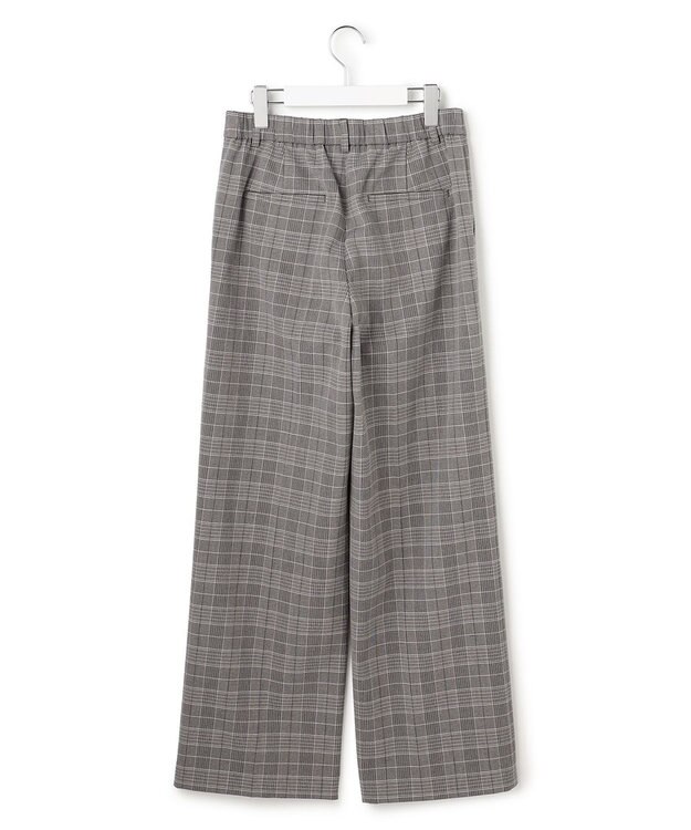 23区 【洗える】ウォームストレッチ チェック ワイド パンツ グレーチェック