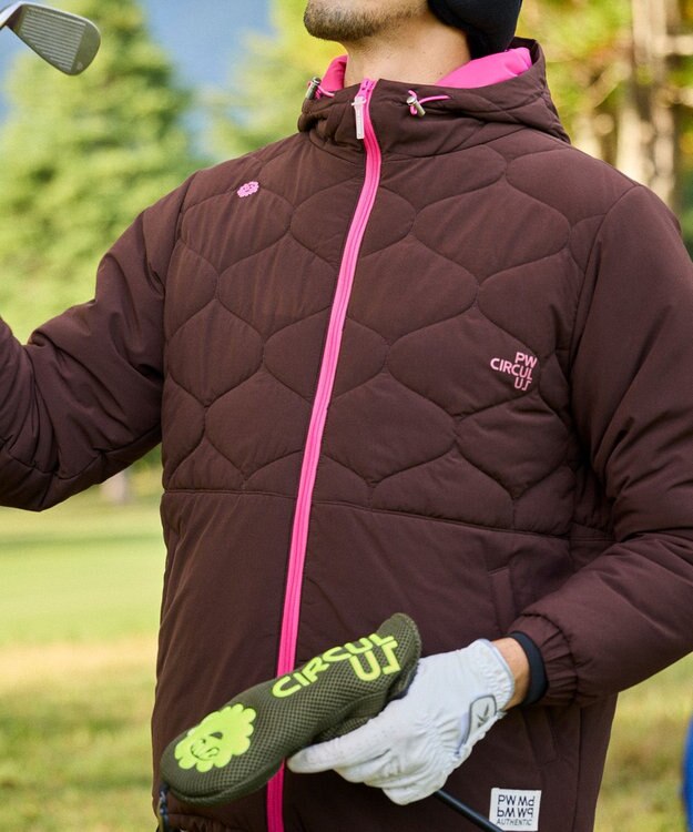 PW CIRCULUS 【撥水加工 / ストレッチ】【MEN】キルティング中綿ブルゾン ゴルフ ダークブラウン系