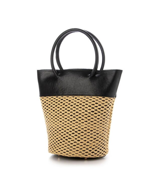 UNBILLION ペルケ perche / エステルメッシュ・牛革丸手2wayバケツバッグ ブラック