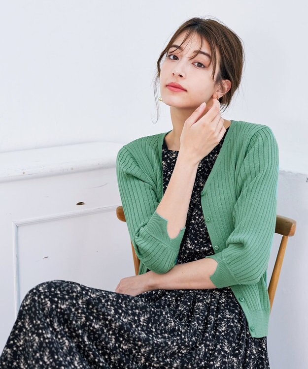 Tiaclasse 【洗える】花柄タックフレンチスリーブワンピース ブラック