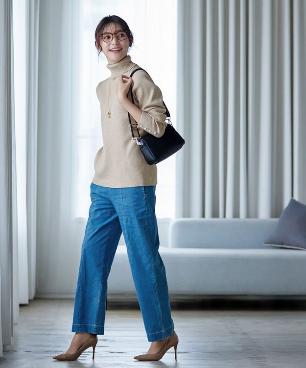 Tiaclasse 【洗える】タートルボタンニットトップス ベージュ