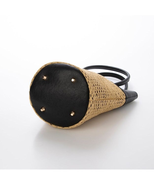 UNBILLION ペルケ perche / エステルメッシュ・牛革丸手2wayバケツバッグ ブラック