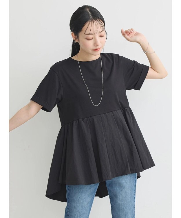 earth music&ecology 異素材チュニックカットソー Off White