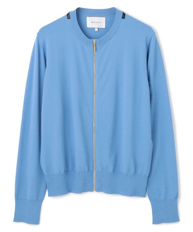 BEIGE， 【洗える】NADIA / レザーラインジップカーディガン Sky