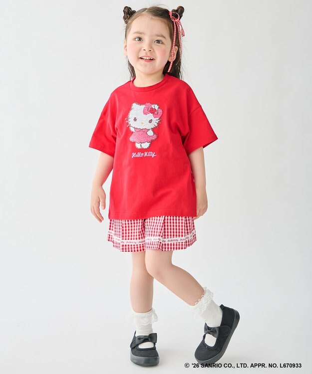 ANY KIDS 【サンリオキャラクターズ×ANY KIDS】ひんやり ミラクルスパンコール Tシャツ ハローキティ×レッド