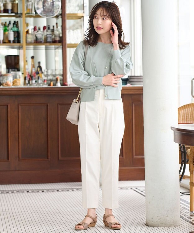 ANY SIS 【洗える】タックスリーブパール調 ニット ミント