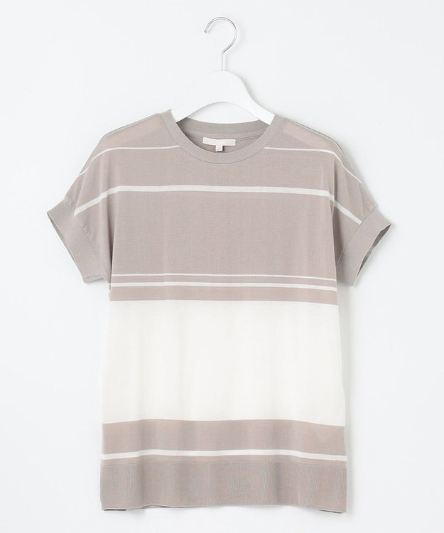 自由区 L 【WEB限定・洗える】ニットソーボーダー トップス サンド×オフ