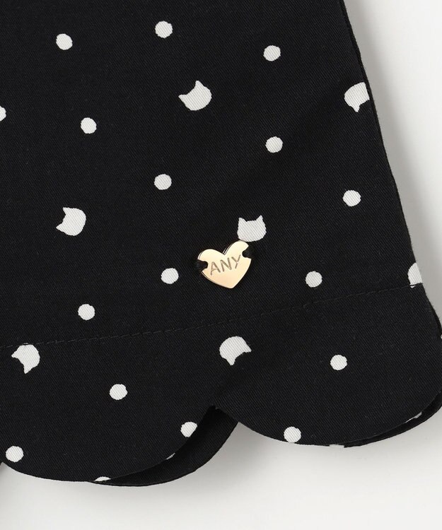 ANY KIDS 【洗濯機可能】スカラップショートパンツ ブラック（ネコ×ドット）