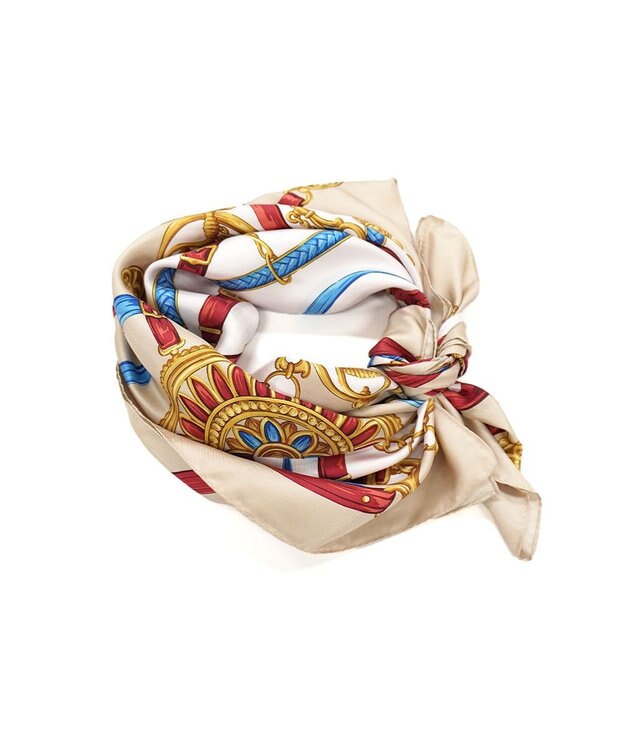 Marca 【Marcaオリジナル】ビット・ベルト 大判 シルクツイル スカーフ ベージュ