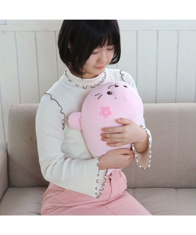 Mother garden しろたん 桜色 ふわもち ぬいぐるみ 38cm マスコット ピンク（淡）