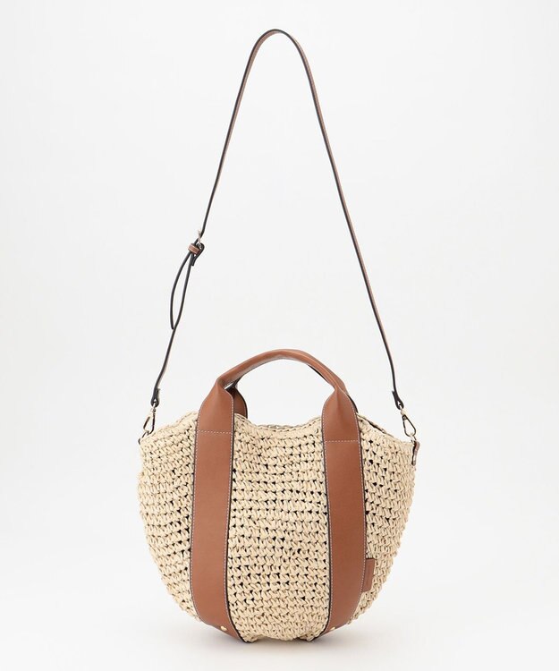 LA BAGAGERIE 【maison vert】 【ペーパー素材・多収納】ラウンド2WAYかごバッグ キャメル