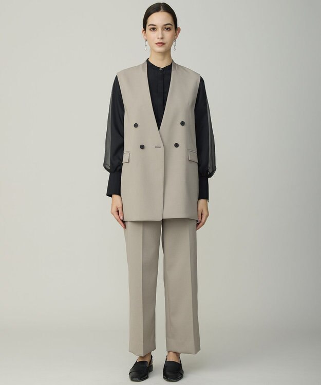 ICB L 【先行予約】 ハイツイストダブルクロス ノーカラージレ クレイカーキ