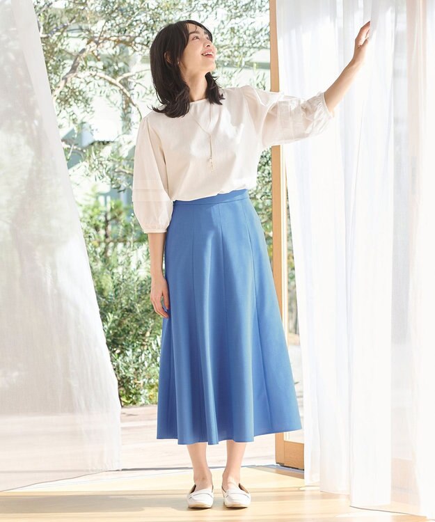 洗濯機可】リネンライクオックス フレアスカート / ANY L