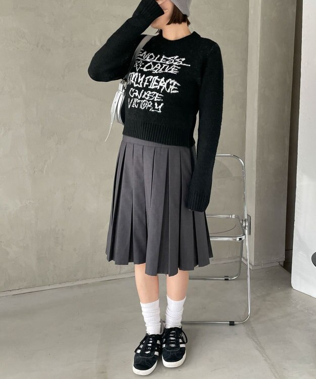 WEGO フラッフィーグラフィックちびニット ブラックその他