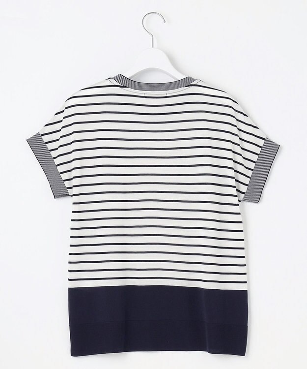 自由区 L 【WEB限定・洗える】ニットソーボーダー トップス ネイビー×オフ