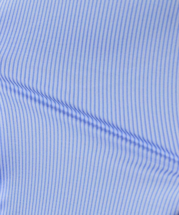 GOTAIRIKU 【ストレッチ/洗える】Albini ジャージ シャツ_ カッタウェイカラー サックスストライプ